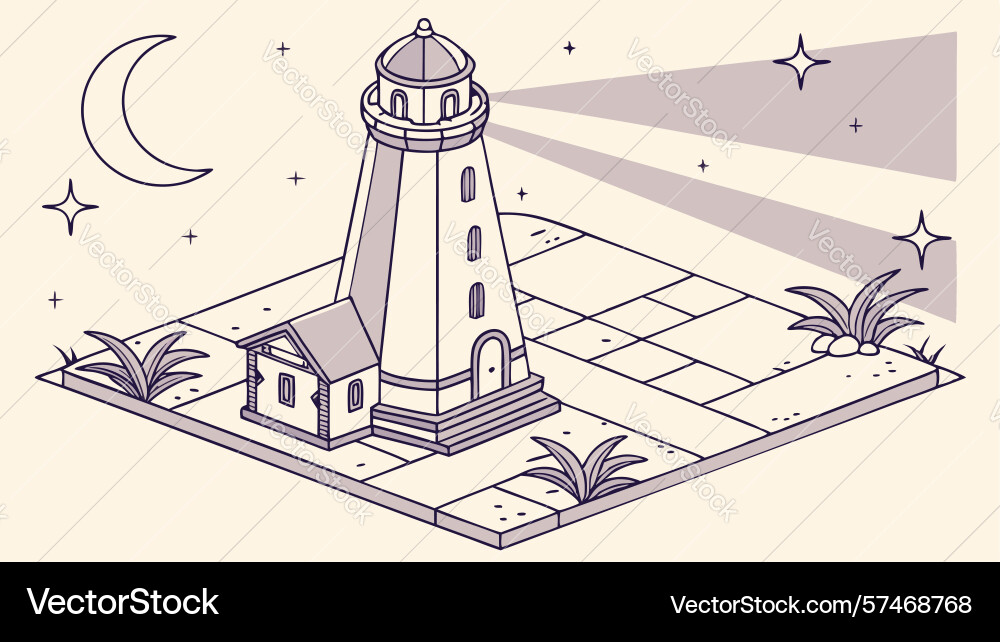 Lighthouse and coastal map nautical navigation Vector Image