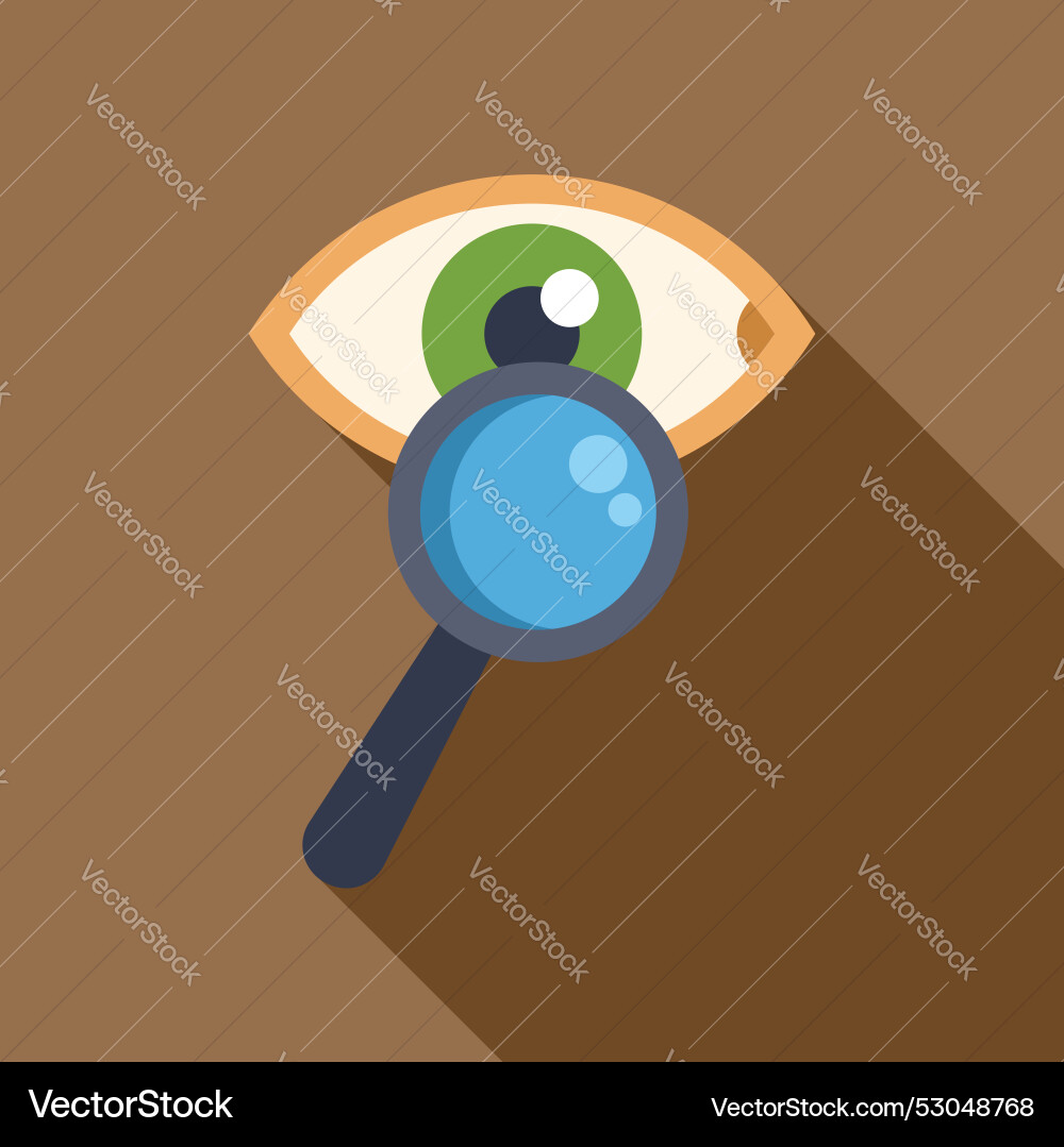 Magnifying glass investigating open eye vision Vector Image