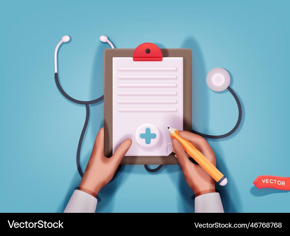 Medical form list 3d first aid medicine vector image