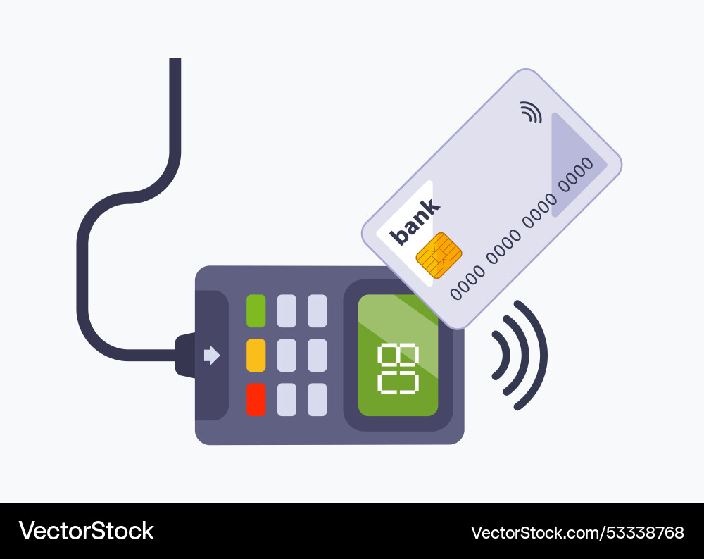 Payment by card using a terminal Payment by card using a terminal Vector Image