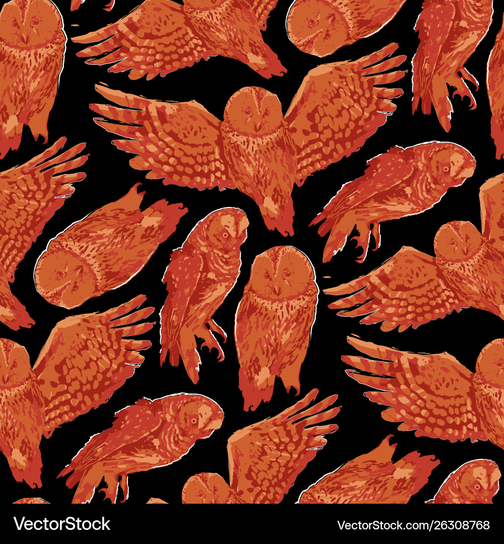 Repeated seamless pattern forest owls Royalty Free Vector