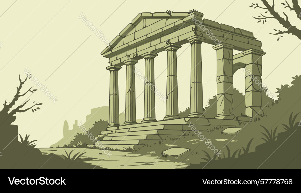 Restored classical temple with doric columns Vector Image