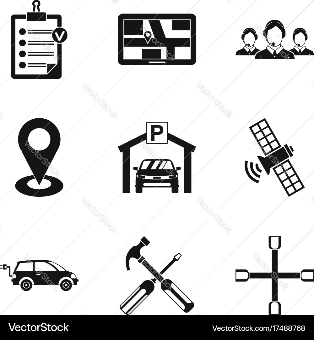 Satellite navigation icons set simple style vector image
