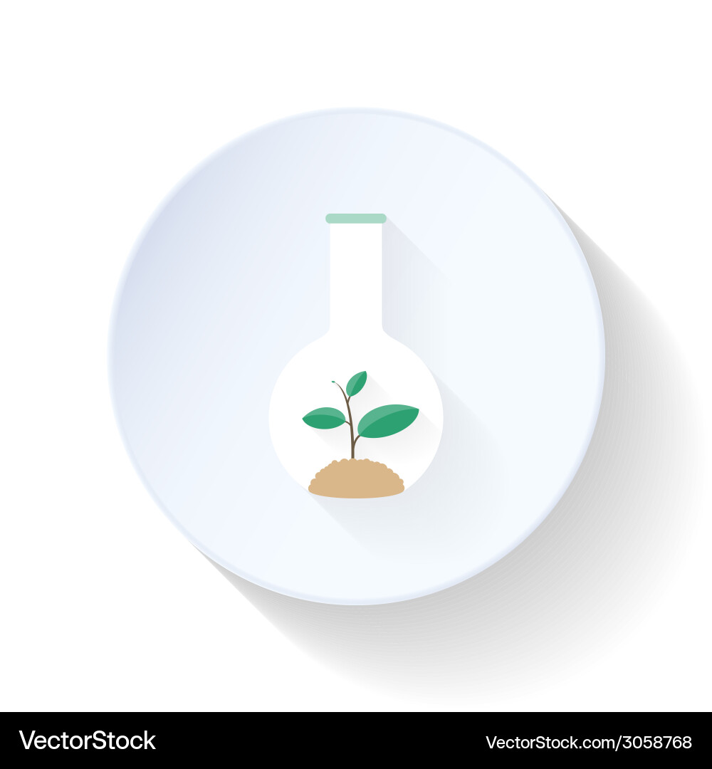 Sprout in laboratory flask flat icon vector image