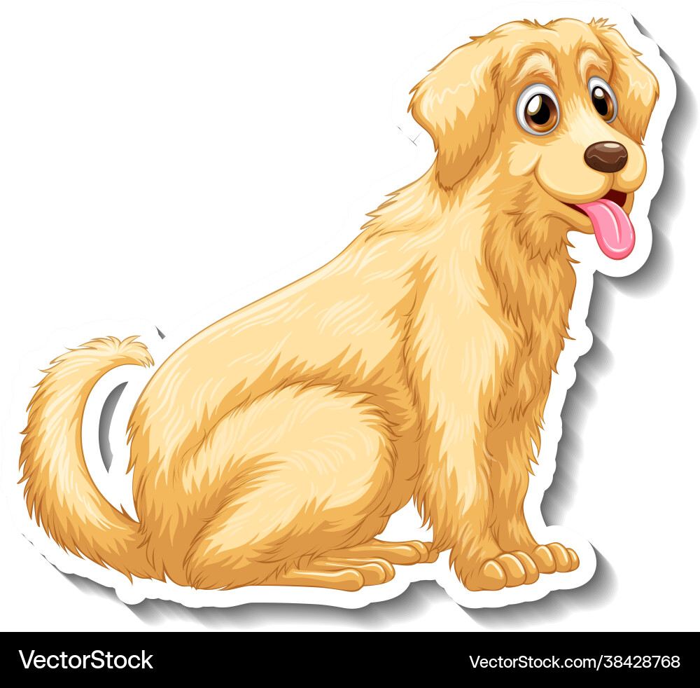 Sticker design with golden retriever dog isolated Sticker design with golden retriever dog isolated vector image