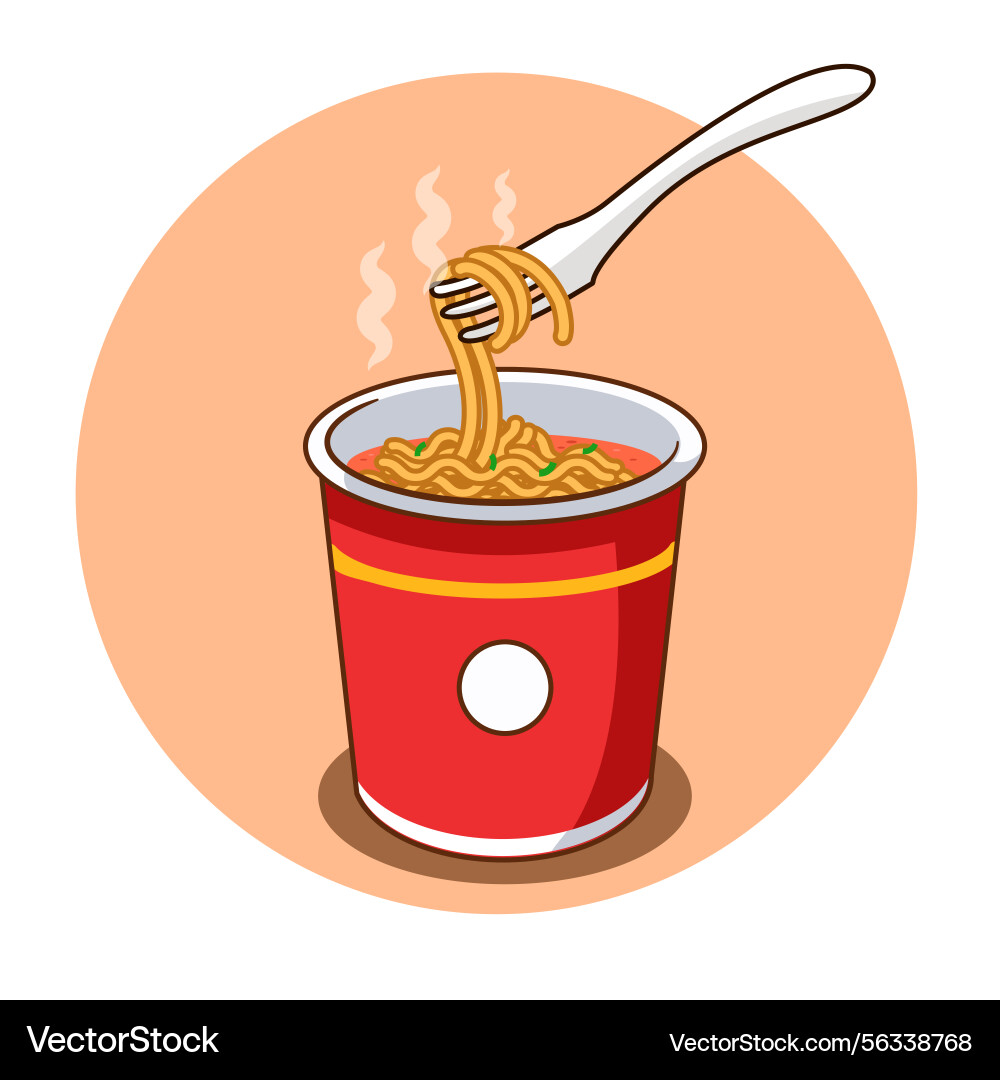 Tutorial how to cook instant cup noodle step 5 Tutorial how to cook instant cup noodle step 5 vector image