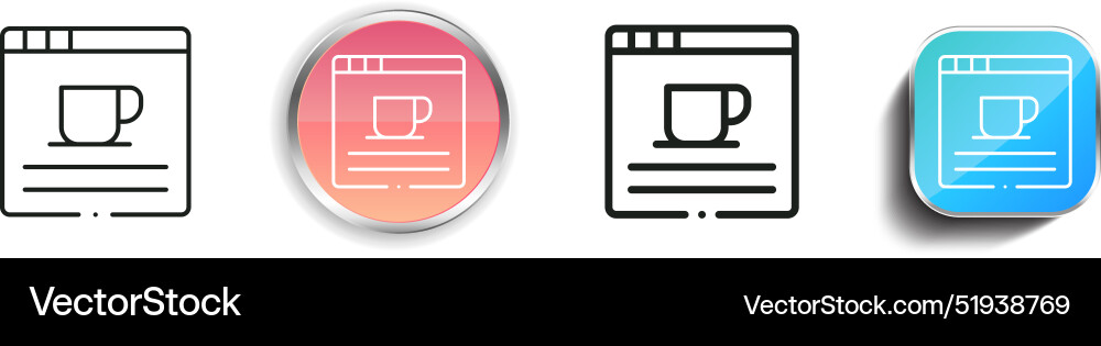 Browser-Symbol dünn linear regelmäßig und Schaltfläche Stil Vektorbild