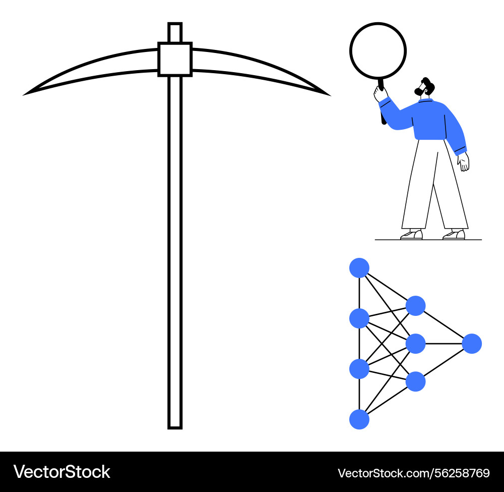 Data mining concept with neural network diagram Data mining concept with neural network diagram vector image