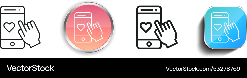Dating app icon thin linear regular and button Dating app icon thin linear regular and button vector image