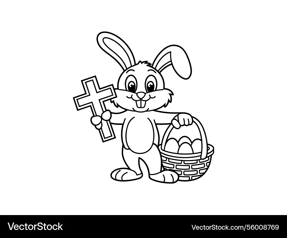 Easter bunny cross line art christian rabbit Vector Image