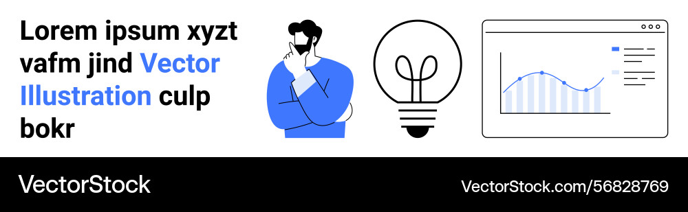 Man thinking lightbulb and data chart Vector Image