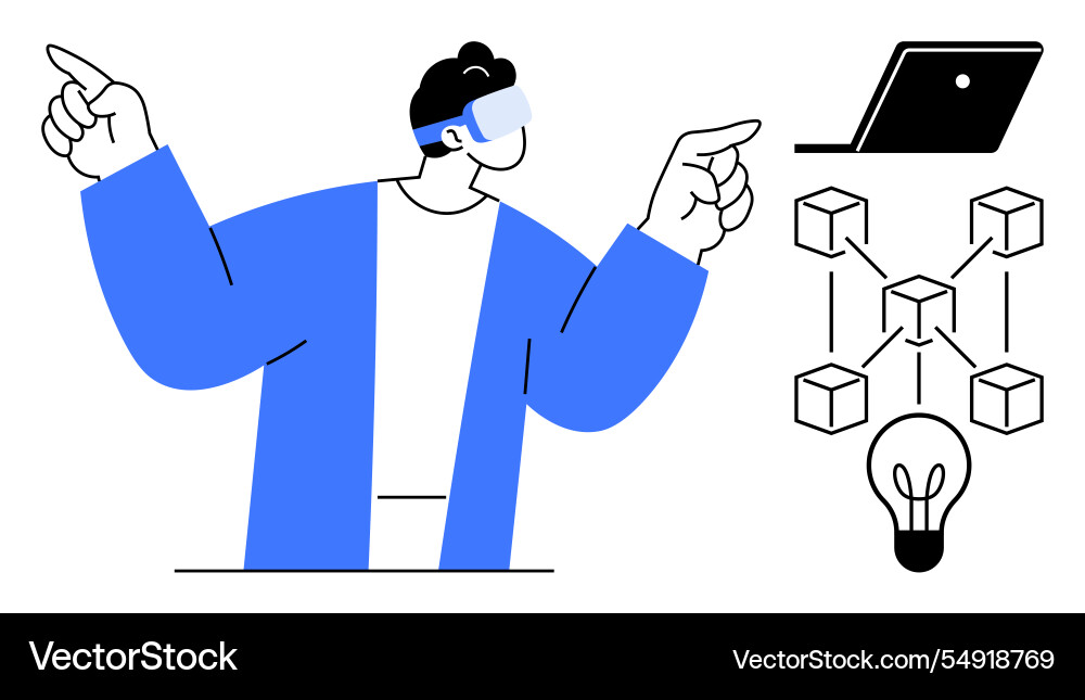 Man using virtual reality in technology Man using virtual reality in technology vector image