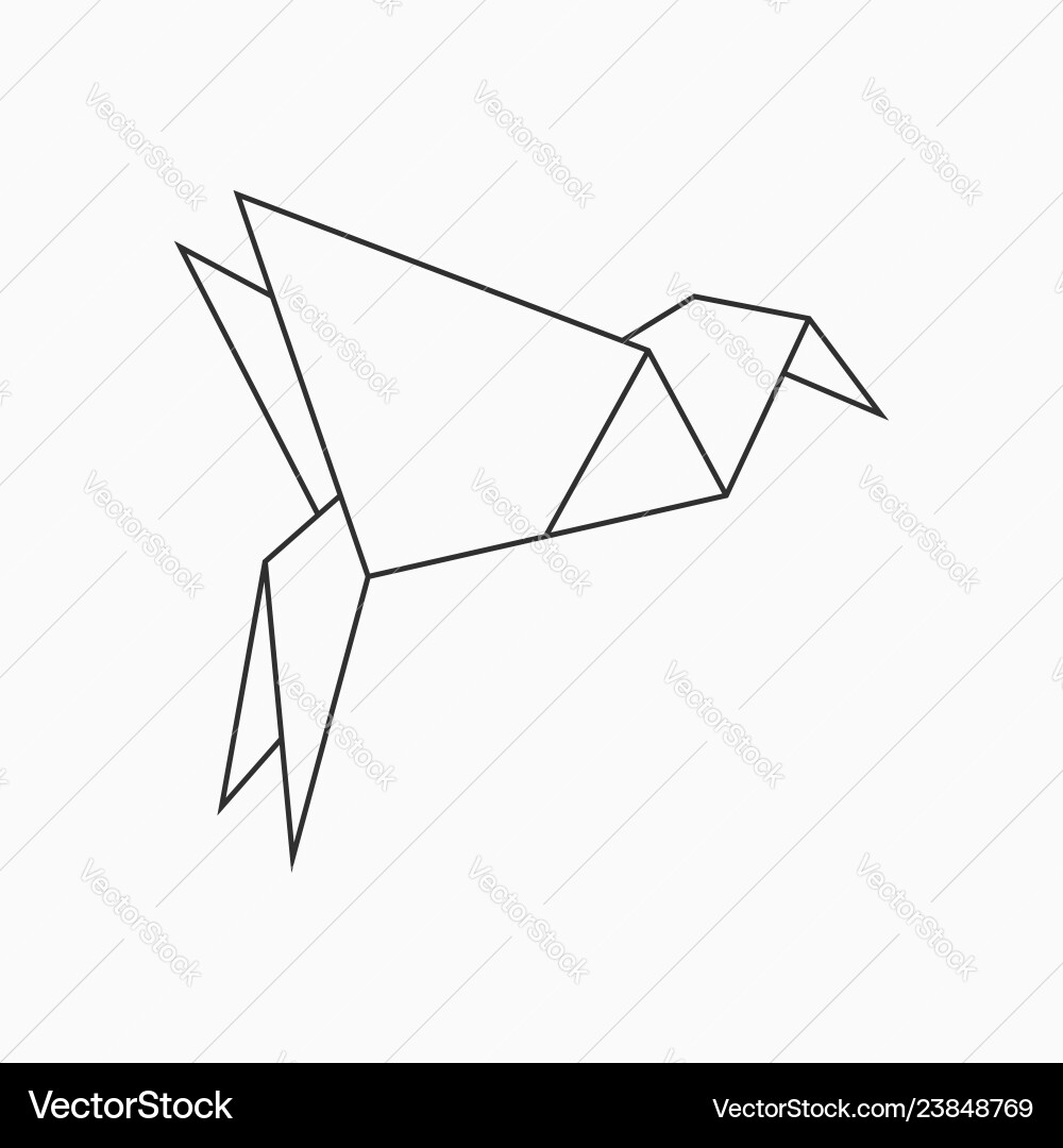 Origami bird template for art of folded paper vector image