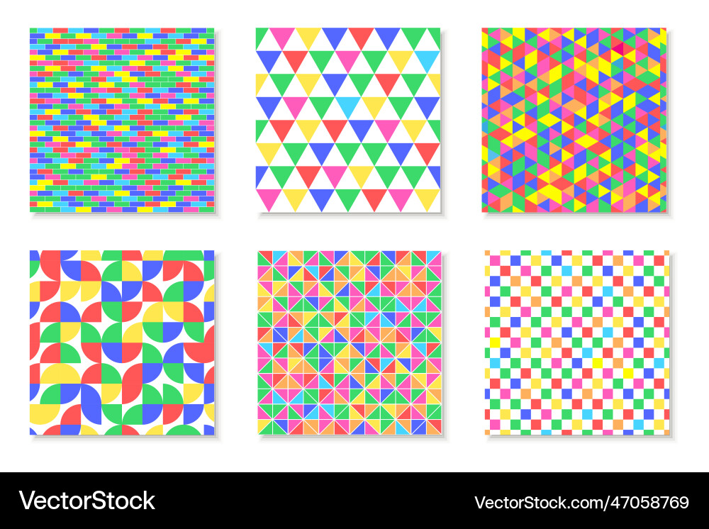 Set of colorful repeatable geometric patterns Set of colorful repeatable geometric patterns vector image