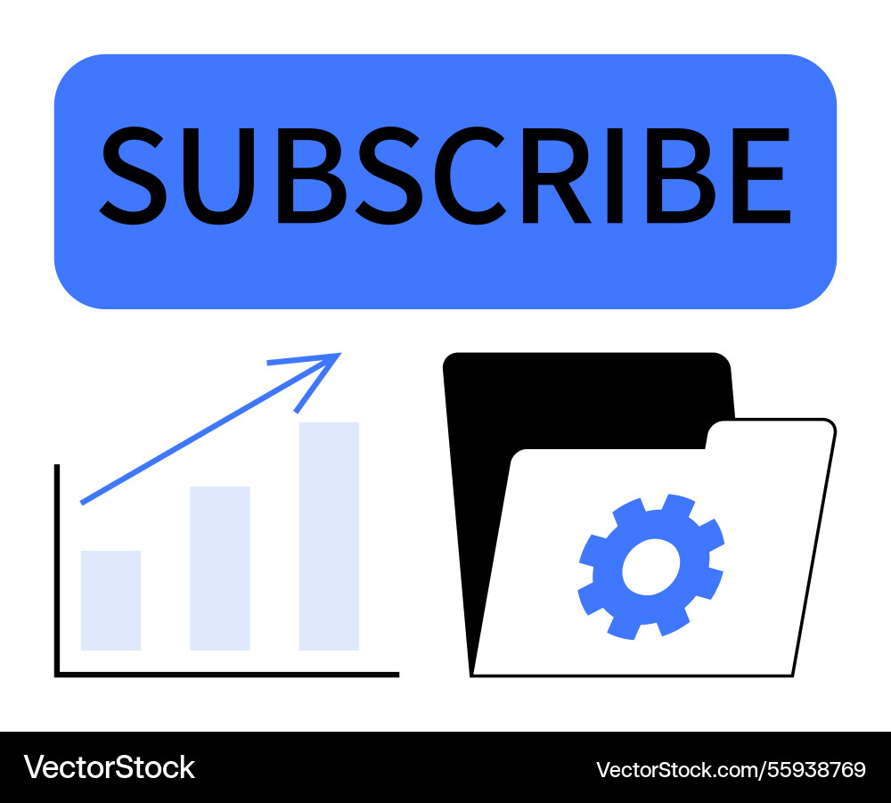 Subscribe button with growth chart and settings Subscribe button with growth chart and settings vector image