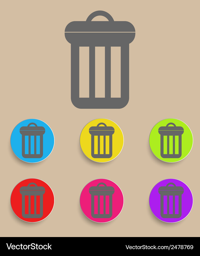 Trash can icon with color variations Vector Image
