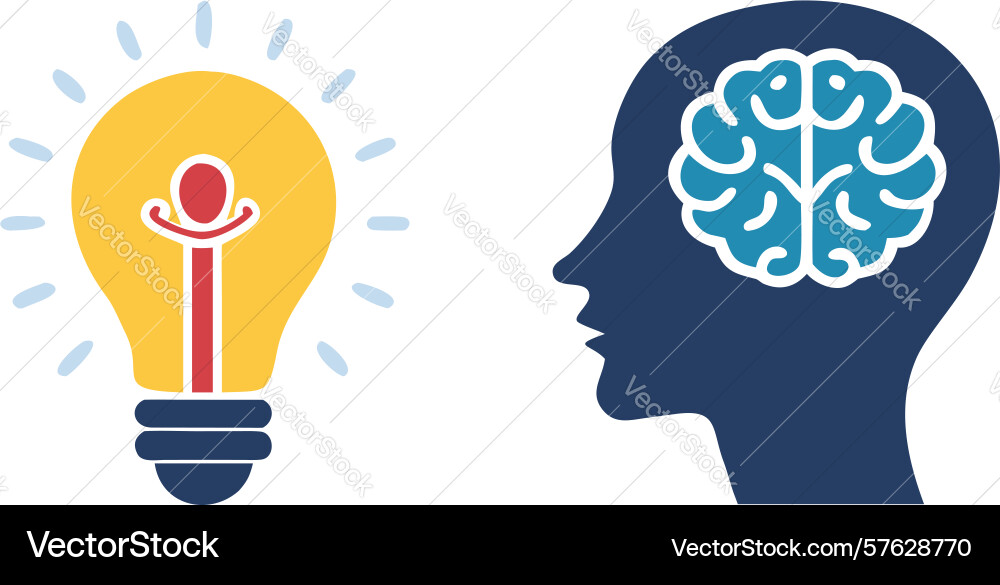 Brainstorming idea generation with lightbulb vector image