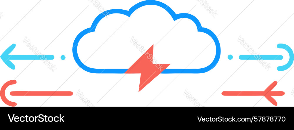Cloud computing security lightning and user vector image