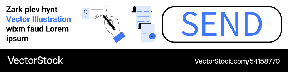 Hand with pen signing document text elements Hand with pen signing document text elements vector image