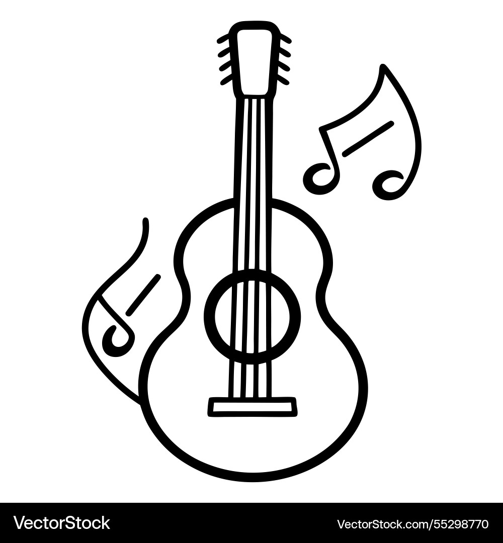 Minimalist music logo stylized banjo or guitar Vector Image