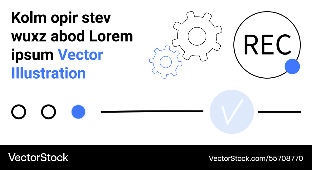 Minimalistic design with gears recording button Minimalistic design with gears recording button Vector Image