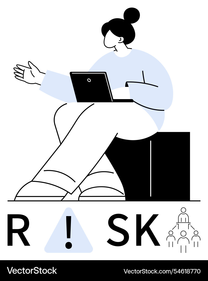 Professional discussing risk management while Vector Image