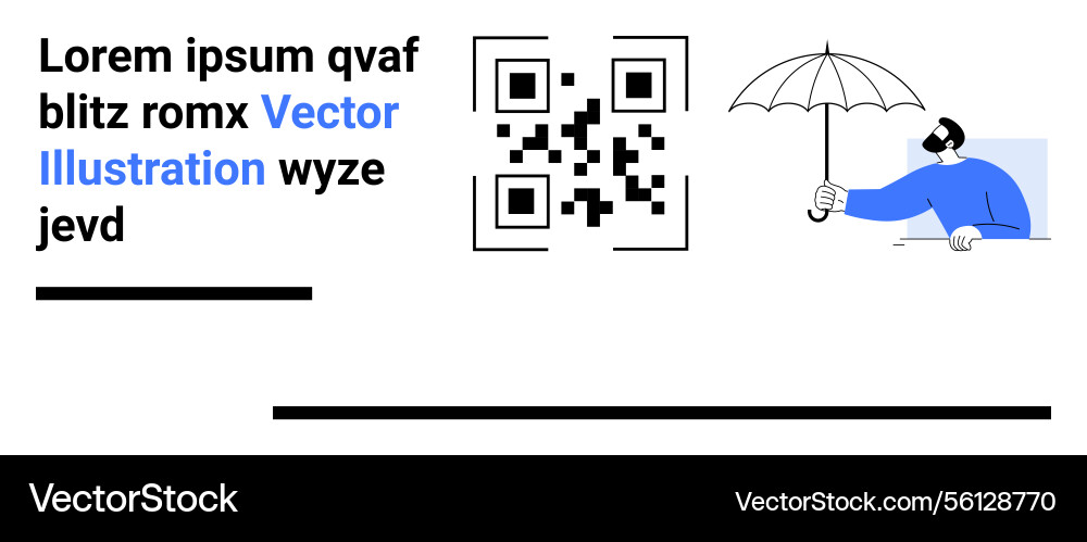 Qr code with text and of person Vector Image