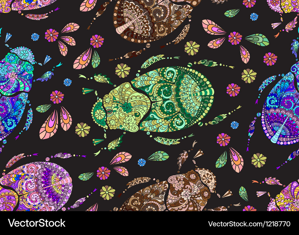 Seamless background with bugs Vector Image