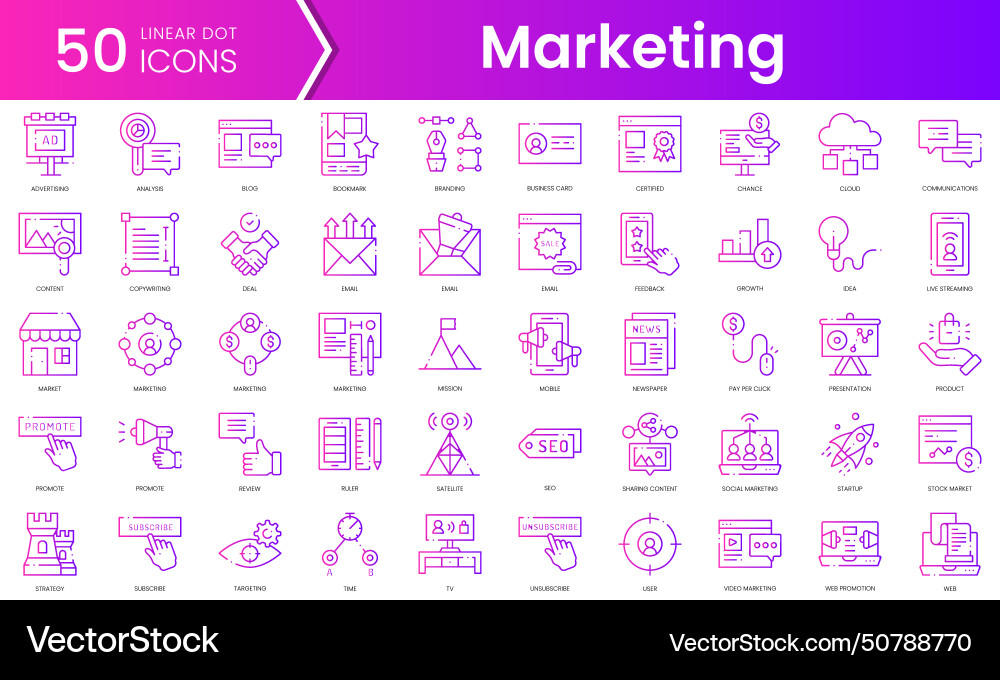 Set of marketing icons gradient style icon bundle Set of marketing icons gradient style icon bundle vector image