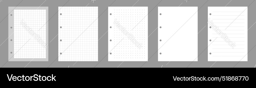 Set of notebook sheets isolated on gray background Set of notebook sheets isolated on gray background vector image