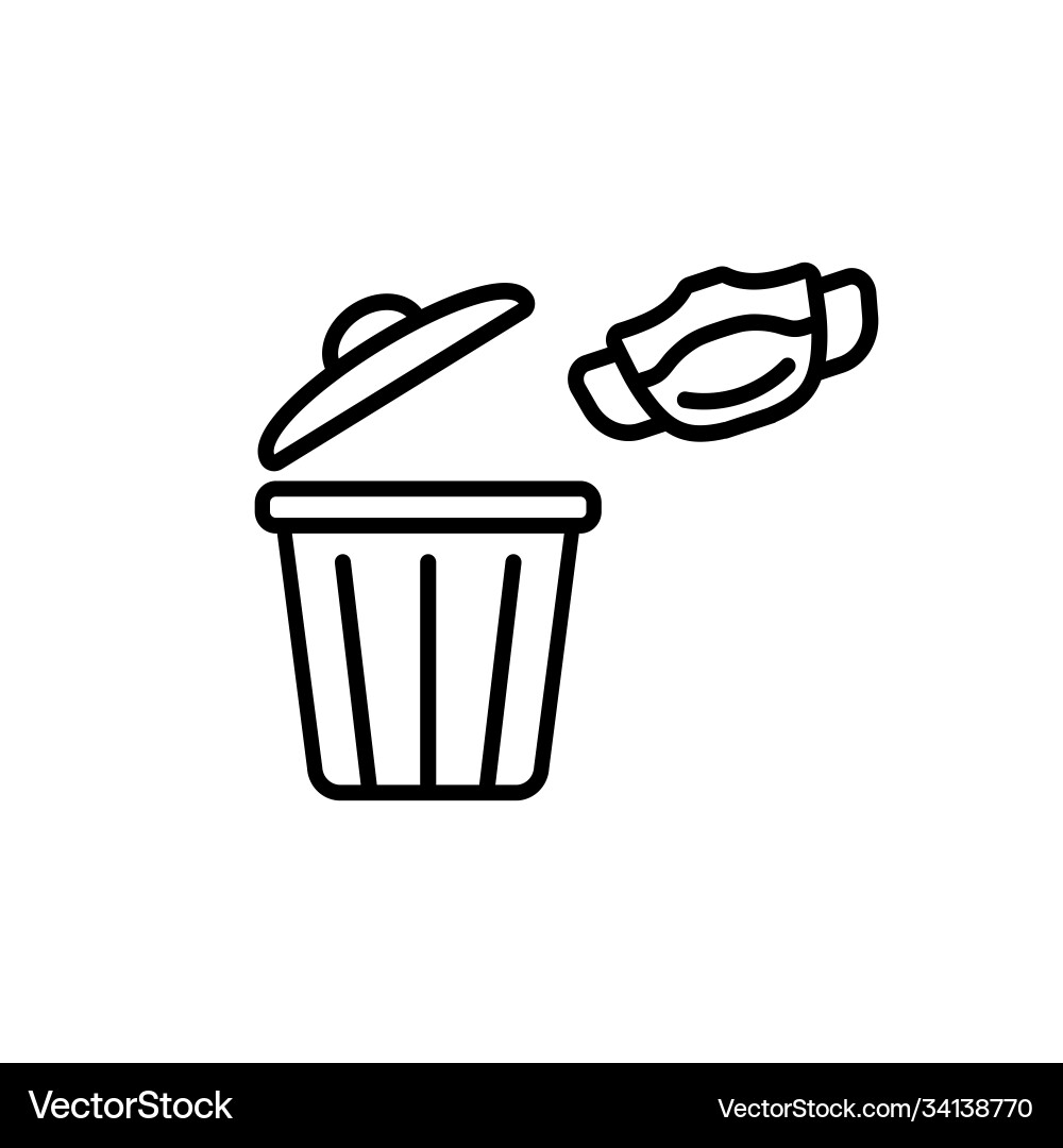 Throw away used medical mask icon in black covid19 Throw away used medical mask icon in black covid19 vector image