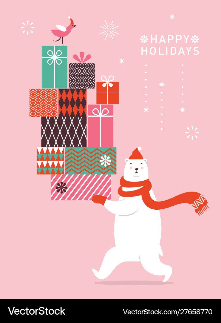 Weihnachten Polar Bear Geschenkkarte vektorbild