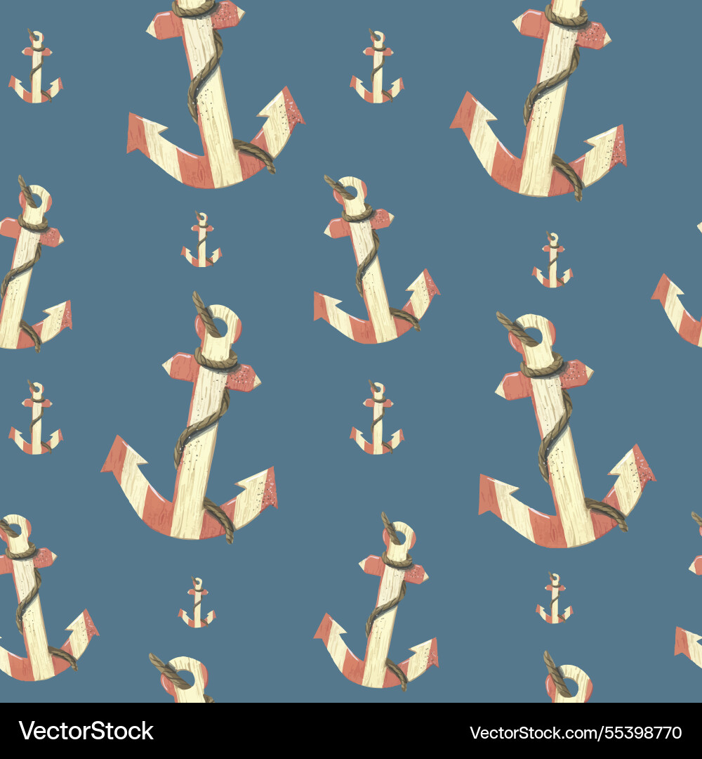 Wooden striped anchors of coral and yellow color Wooden striped anchors of coral and yellow color vector image