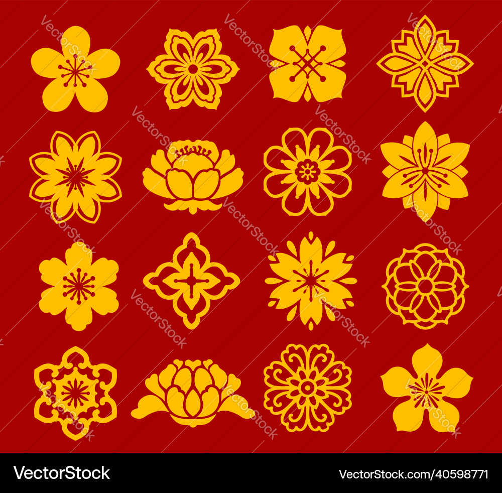 Asian floral chinese japanese korean patterns Vector Image