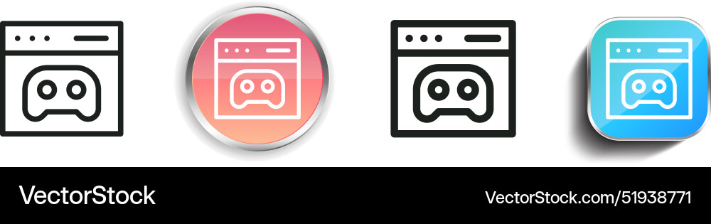 Browser game icon thin linear regular and button Vector Image
