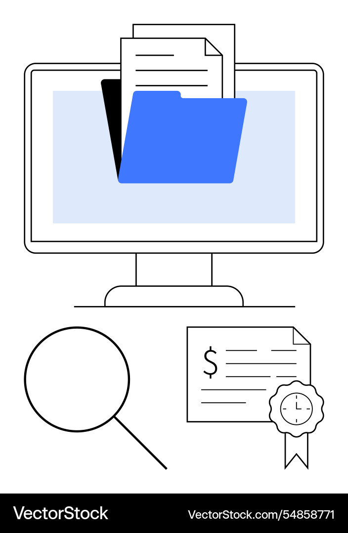 Digital document management with search Digital document management with search vector image