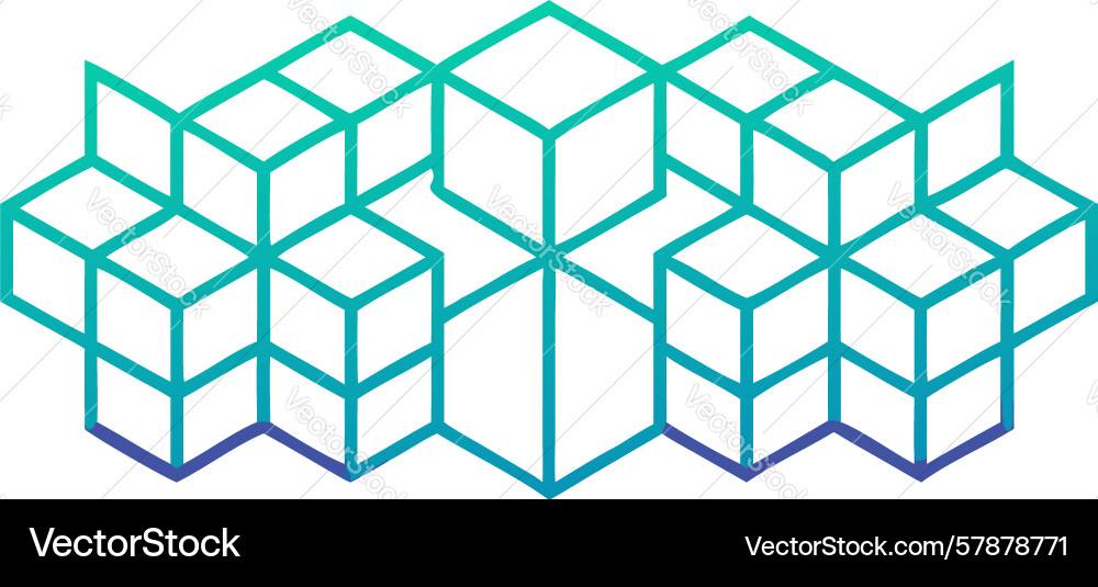 Isometric cube blocks blue abstract pattern Vector Image