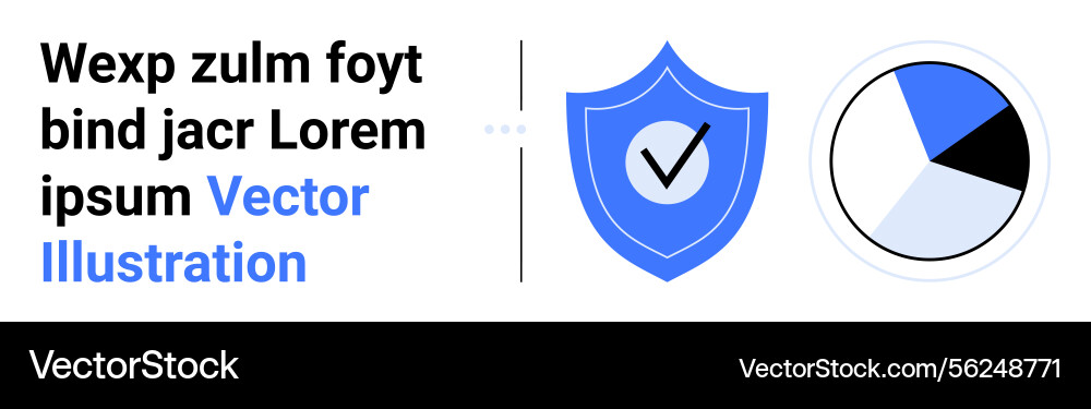 Shield with checkmark and pie chart representing vector image
