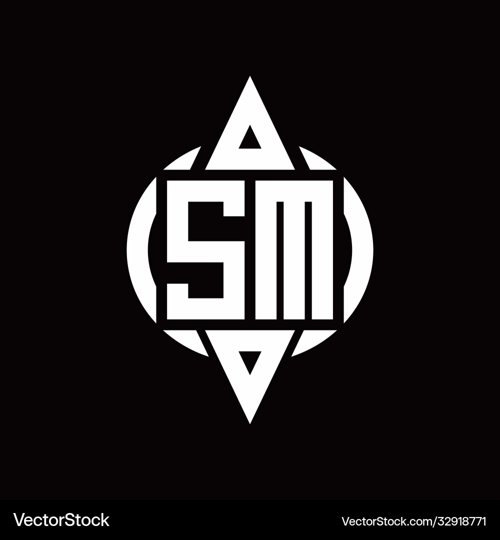 Sm logo with circle rounded combine triangle top vector image