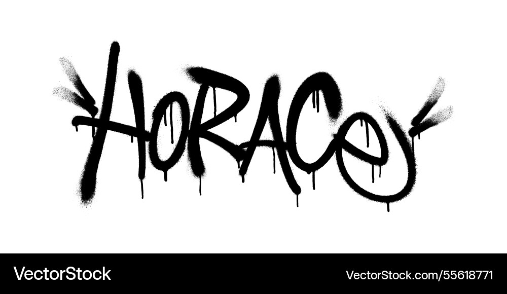 Sprayed horace name with overspray in black over Vector Image