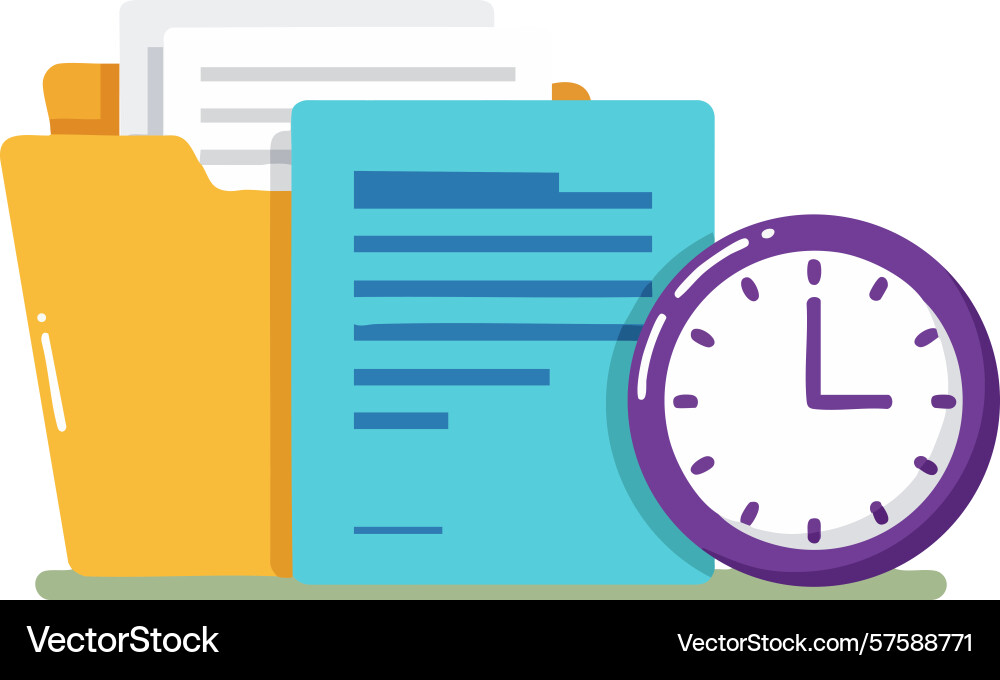 Time management concept with folder and document Vector Image