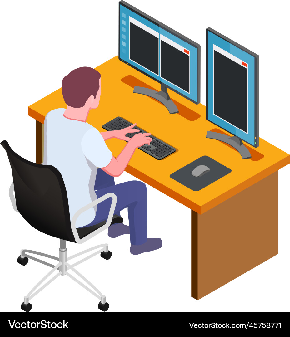 Working game developer composition Working game developer composition vector image