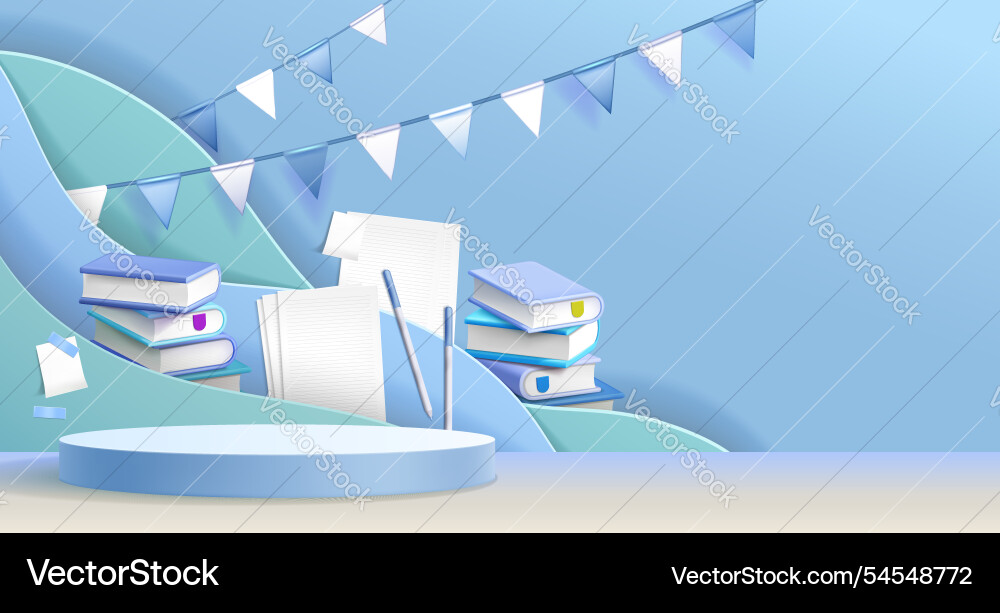 Back to school promotion background with podium Back to school promotion background with podium vector image