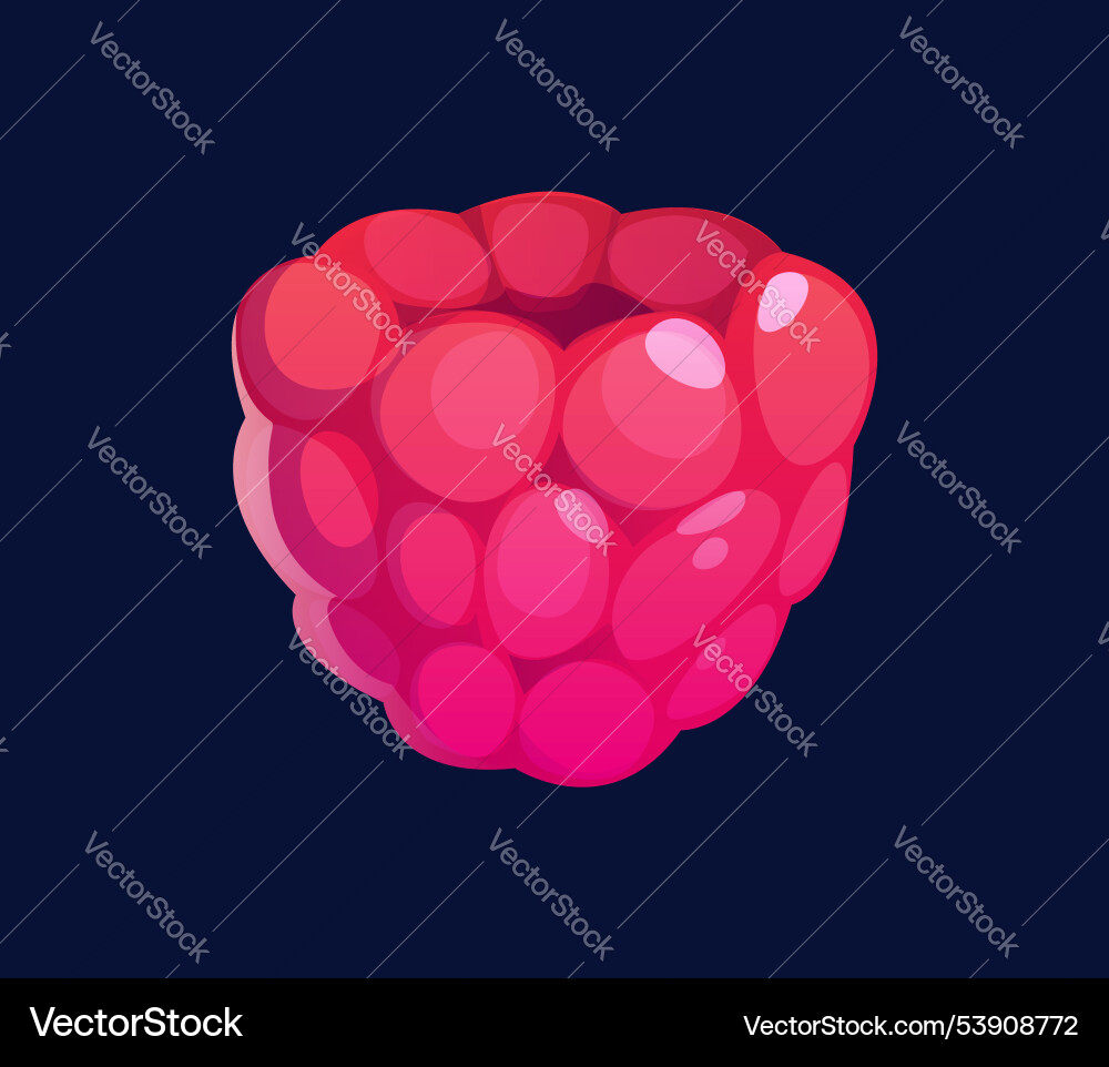Cartoon Himbeere Beerenfrucht mit glänzender Textur Cartoon Himbeere Beerenfrucht mit glänzender Textur vektorbild