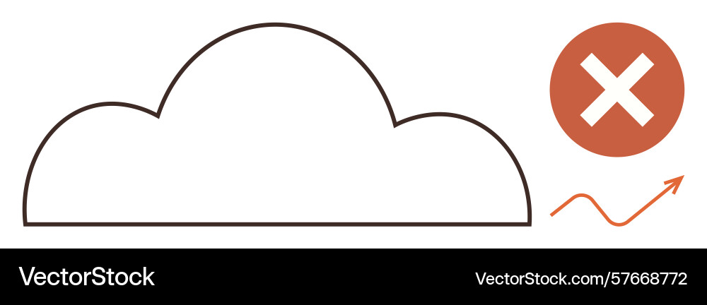 Cloud computing error indicated by cross icon Cloud computing error indicated by cross icon vector image