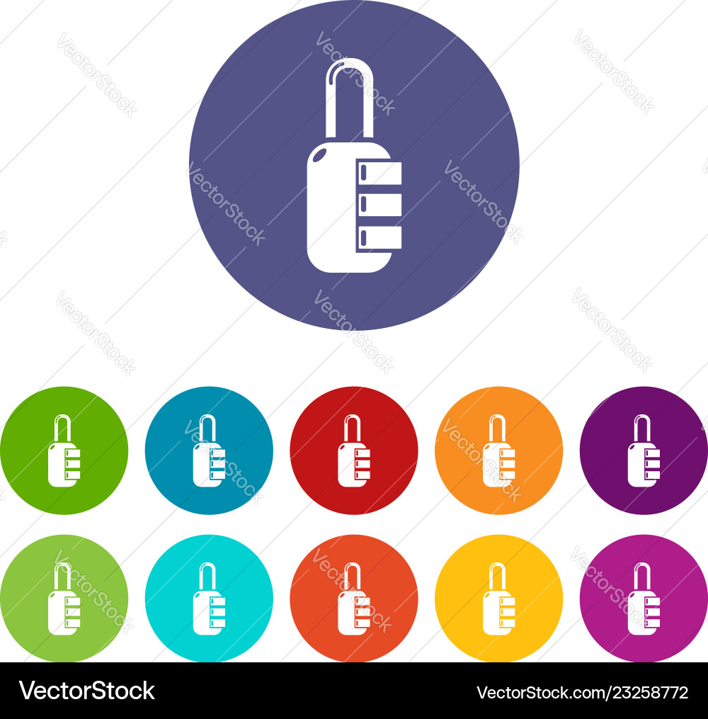Lock combination icons set color Vector Image