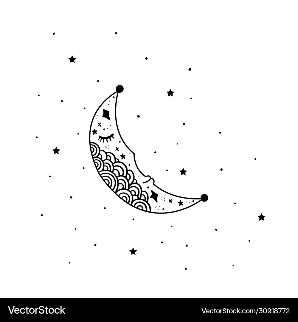 Mystical moon with stars constellations vector image