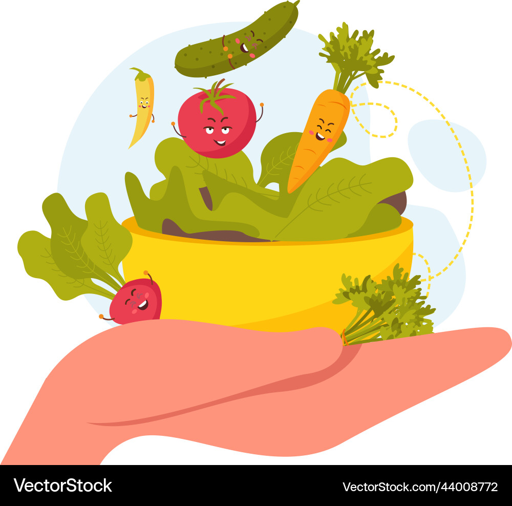 Organic design concept with cartoon vegetables Organic design concept with cartoon vegetables vector image