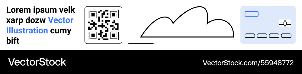 Qr code and digital cloud interface with text Qr code and digital cloud interface with text vector image