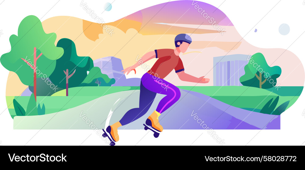 Rollerblader on Trail Vector Image